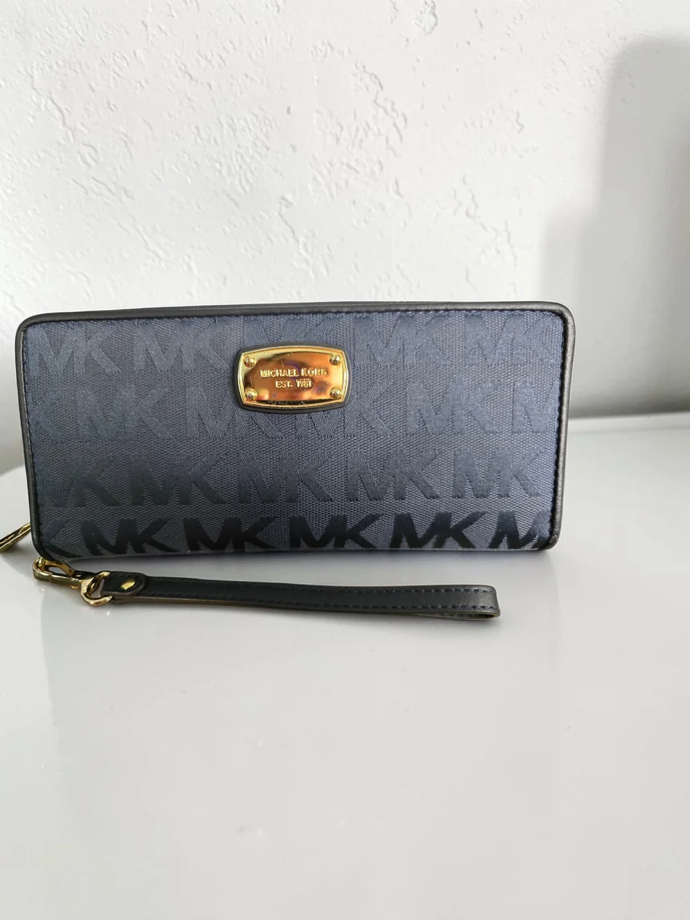 Michael Kors Navy MK Logo Tote & Wallet Bundle EUC - Picture 7 of 15